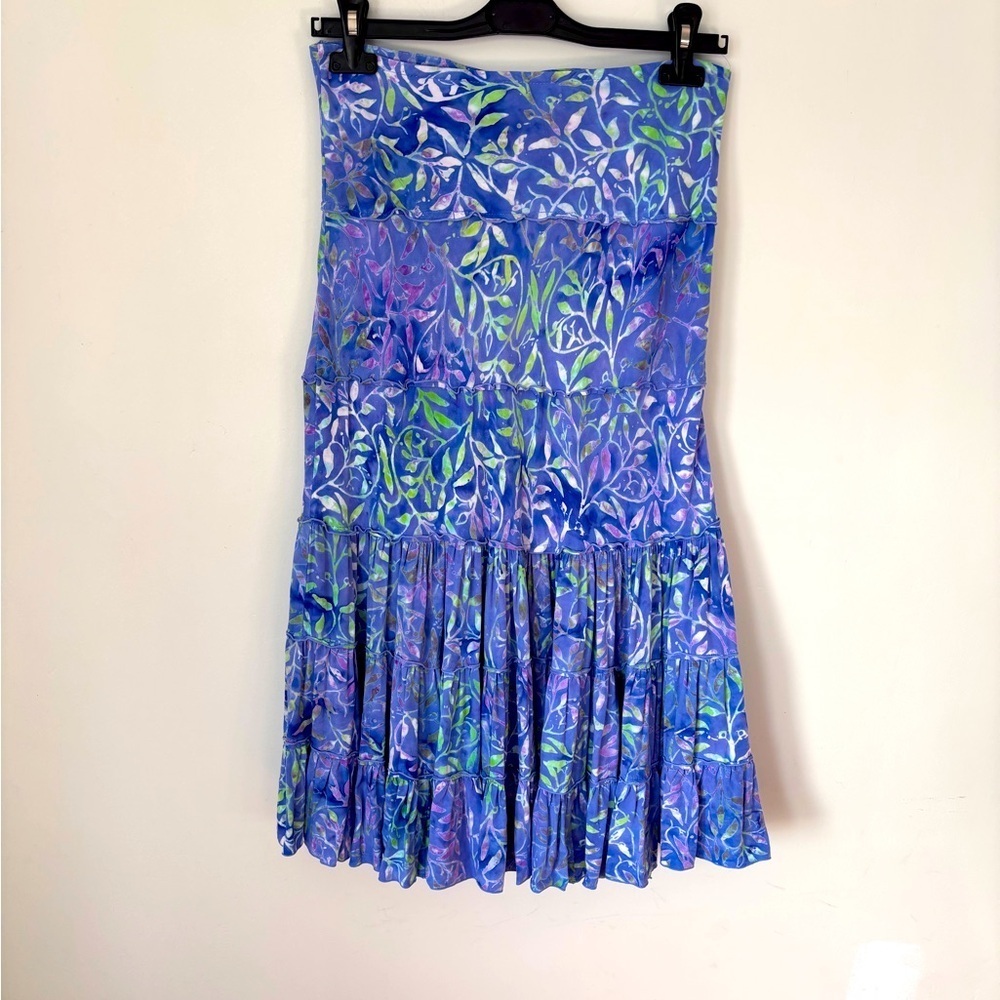 Sway Imports Women’s Tiered Side Zip Batik Maxi Skirt Fairy Size Small
